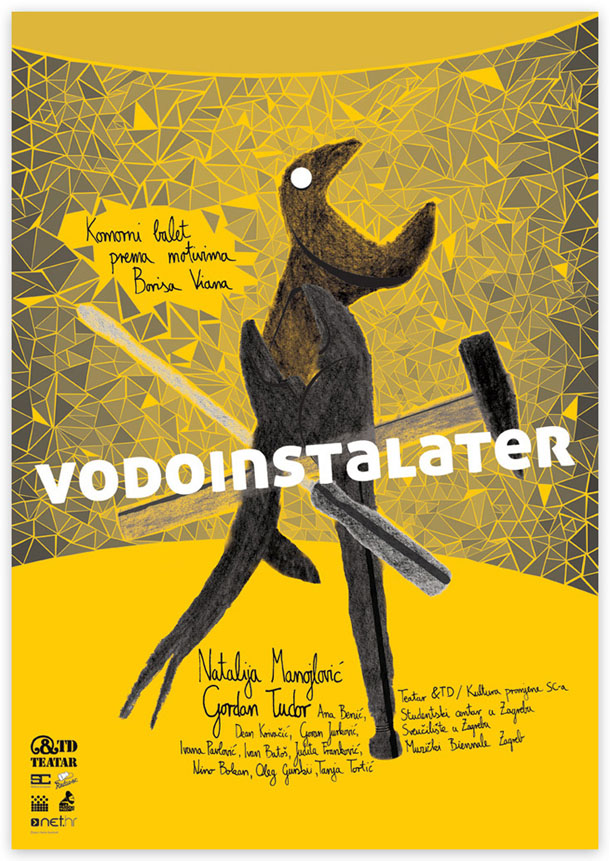 Kazinoti - Vodoinstalater" - plakat za komorni balet prema motivima Borisa Viana